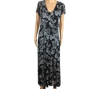 INC International Concepts Black & White Floral Maxi A-Dress Size L